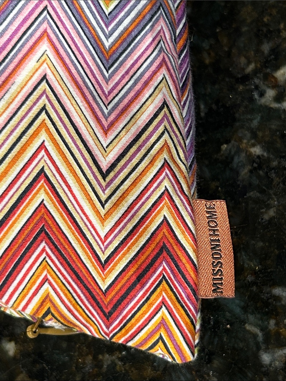 Missoni Home Chevron JOHN Throw Pillow Orange Pink Purple $258 Like New Cotton - Picture 2 of 10